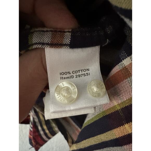 LL Bean Signature Slim Fit Plaid Flannel Shirt Red Blue Cotoon Mid Weight Mens L - Picture 13 of 13